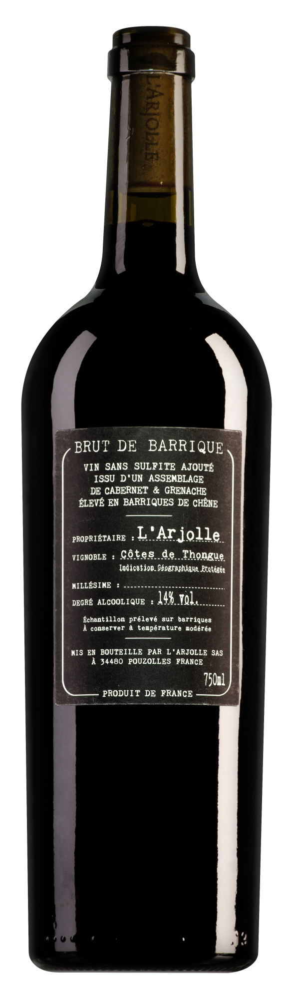 Domaine de l'Arjolle Côtes de Thongue Brut de Barrique Cabernet Sauvignon